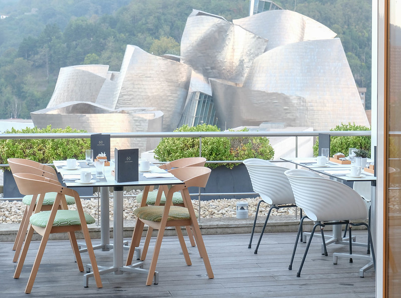 rooftop terrace of gran hotel domine bilbao