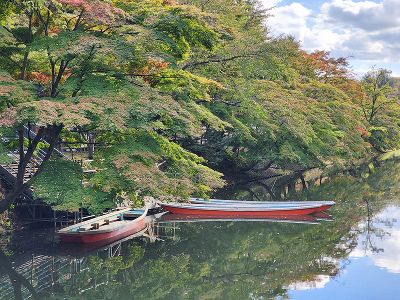 early autumn colors in hirosaki castle grounds